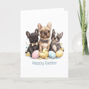 Cartes Pour Fêtes Annuelles Joyeux Bulldogs français de Pâques