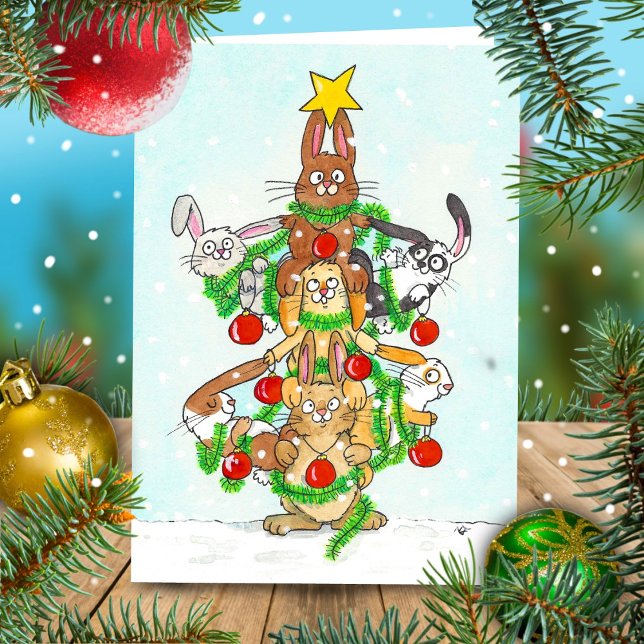 Cartes Pour Fêtes Annuelles Joyeux Bunnies de Noël (Créateur téléchargé)