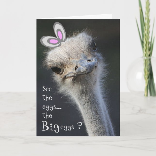 Cartes Pour Fêtes Annuelles Joyeux Bunny d'autruche de Pâques (Devant)