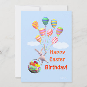 Cartes Pour Fêtes Annuelles Joyeux Bunny et ballons de Pâques plat