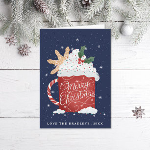 Cartes Pour Fêtes Annuelles Joyeux cacao chaud à lettres de Noël