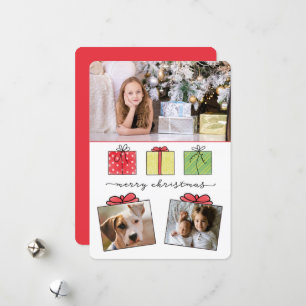 Cartes Pour Fêtes Annuelles Joyeux cadeaux de Noël 3 photos Vacances