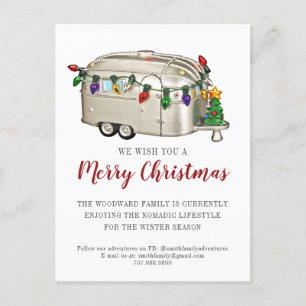 Cartes Pour Fêtes Annuelles Joyeux Campers De Noël Salutation Sur La Route