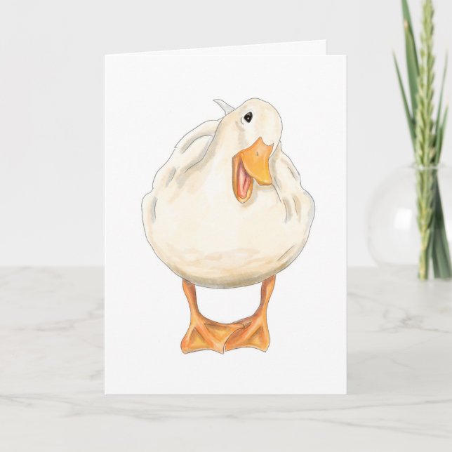 Cartes Pour Fêtes Annuelles Joyeux canard, mignon animal, artisanal, aquarelle (Devant)