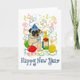 Cartes Pour Fêtes Annuelles Joyeux Carlin du Nouvel An