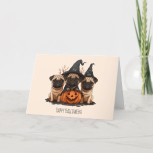 Cartes Pour Fêtes Annuelles Joyeux Carlins d'Halloween Jack O Lanterns