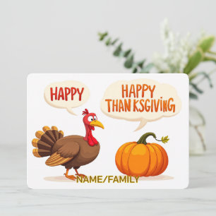 Cartes Pour Fêtes Annuelles Joyeux Cartoon de Thanksgiving Dindon et Citrouill
