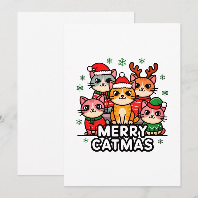 Cartes Pour Fêtes Annuelles Joyeux Catmas Funny Holiday Card (Devant / Derrière)