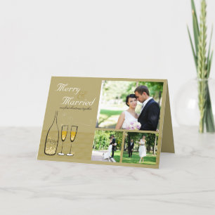 Cartes Pour Fêtes Annuelles Joyeux Champagne D'Or Marié 3 Mariage Photo