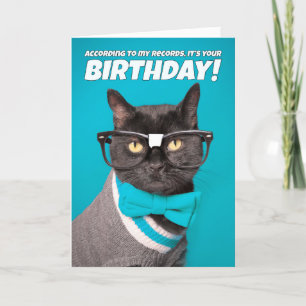 Cartes Pour Fêtes Annuelles Joyeux Chat d'Anniversaire en lunettes Nerdy