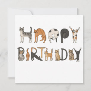 Cartes Pour Fêtes Annuelles joyeux chat d'anniversaire letter carte-mignonne d