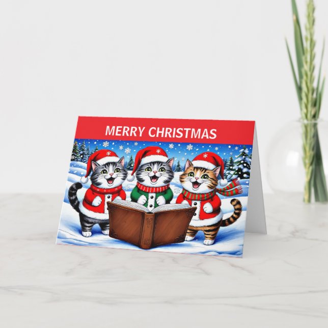 Cartes Pour Fêtes Annuelles Joyeux chat de Noël (Devant)