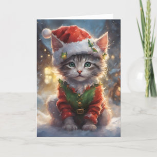 Cartes Pour Fêtes Annuelles Joyeux chat de Noël, Père Noël Kitten, Animaux de 