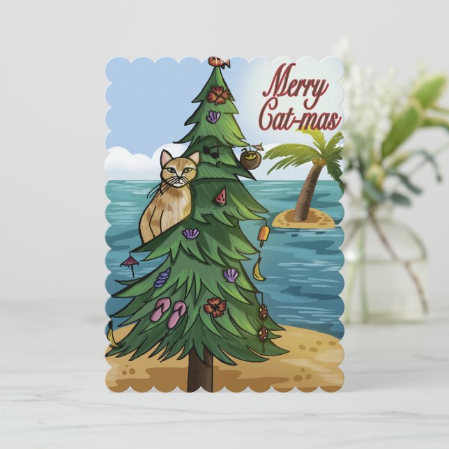Cartes Pour Fêtes Annuelles Joyeux Chat-Noël (Debout devant)