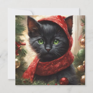 Cartes Pour Fêtes Annuelles Joyeux chat noir Noël