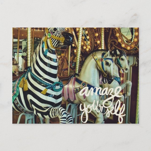 Cartes Pour Fêtes Annuelles Joyeux Cheval et Zebra Vous émerveiller (Devant)