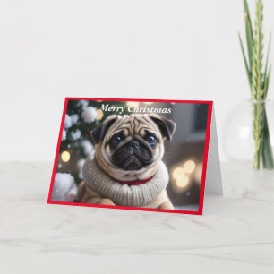 Cartes Pour Fêtes Annuelles Joyeux chien de Carlin de Noël