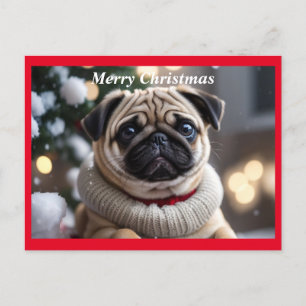 Cartes Pour Fêtes Annuelles Joyeux chien de Carlin de Noël