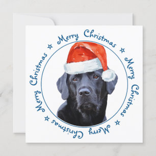 Cartes Pour Fêtes Annuelles Joyeux chien de Noël Black Labrador Retriever
