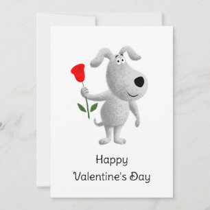 Cartes Pour Fêtes Annuelles Joyeux Chien de Rose Rouge de Saint Valentin