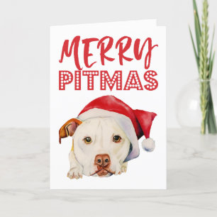 Cartes Pour Fêtes Annuelles Joyeux chien drôle de pitbull de Pitmas   Père