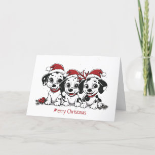 Cartes Pour Fêtes Annuelles Joyeux Chiens Dalmatiens de Noël