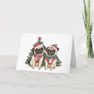 Cartes Pour Fêtes Annuelles Joyeux Chiens de Carlin de Noël