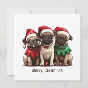 Cartes Pour Fêtes Annuelles Joyeux Chiens de Carlin de Noël