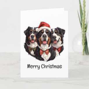 Cartes Pour Fêtes Annuelles Joyeux Chiens de montagne bernois de Noël
