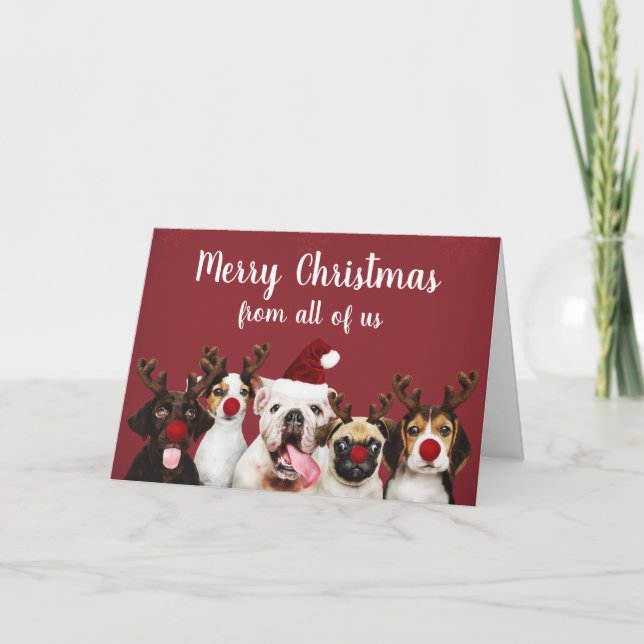 Cartes Pour Fêtes Annuelles Joyeux Chiens de Noël (Devant)