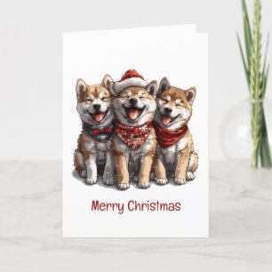 Cartes Pour Fêtes Annuelles Joyeux Chiens de Noël Shiba Inu Père Noël