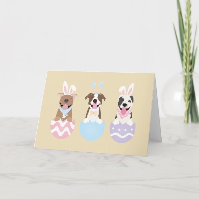 Cartes Pour Fêtes Annuelles Joyeux Chiens de Pâques American Pit Bull Terrier (Devant)