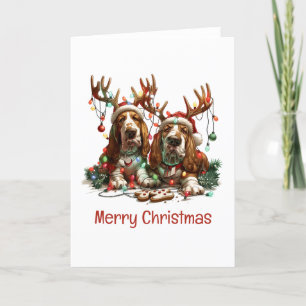 Cartes Pour Fêtes Annuelles Joyeux Chiens de poche Basset de Noël
