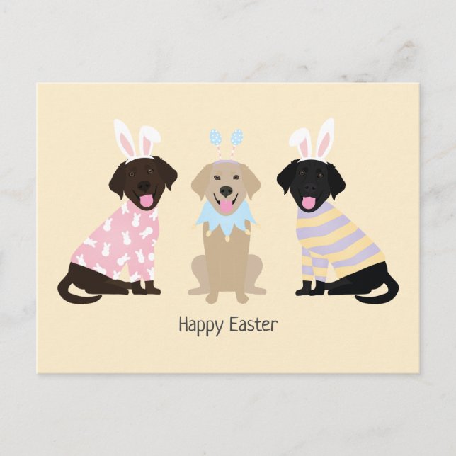Cartes Pour Fêtes Annuelles Joyeux Chiens d'excursion de Pâques Labrador (Devant)