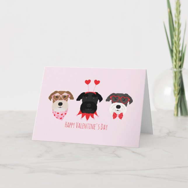 Cartes Pour Fêtes Annuelles Joyeux Chiens Schnauzer de la Journée des Valentin (Devant)