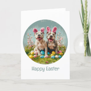 Cartes Pour Fêtes Annuelles Joyeux Chiens taureaux de Pâques