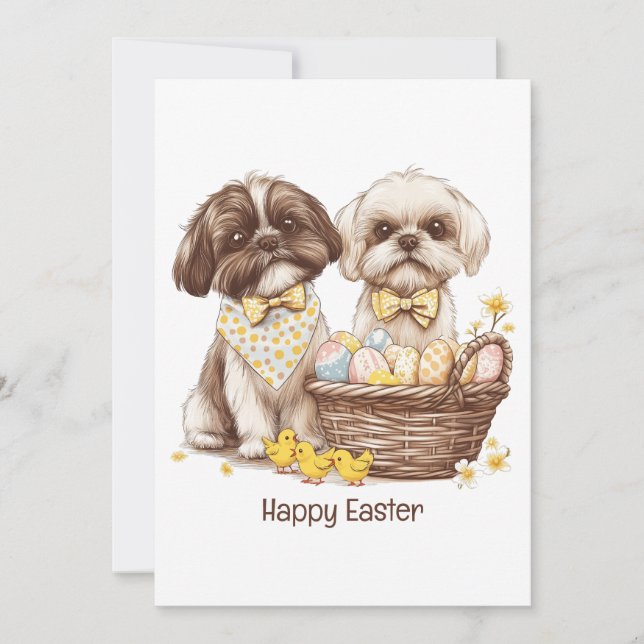 Cartes Pour Fêtes Annuelles Joyeux Chih Tzu Chih de Pâques (Devant)