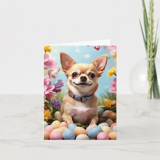Cartes Pour Fêtes Annuelles Joyeux Chihuahua de Pâques (Devant)