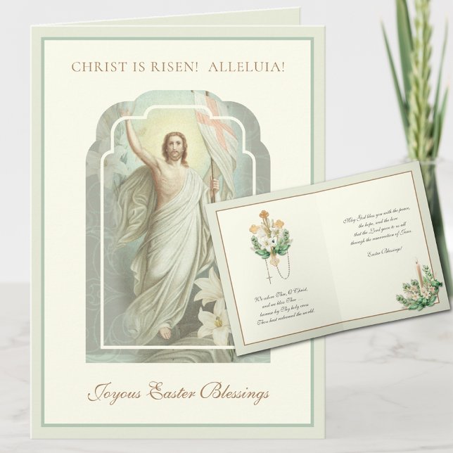 Cartes Pour Fêtes Annuelles Joyeux Christ de Pâques est ressuscité prière (Créateur téléchargé)