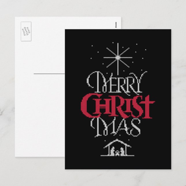 Cartes Pour Fêtes Annuelles Joyeux CHRISTmas Christian Calligraphie (Devant / Derrière)