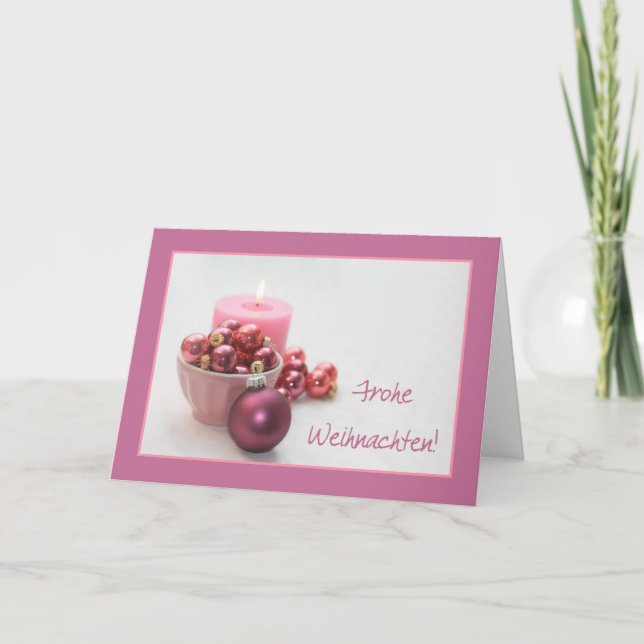 Cartes Pour Fêtes Annuelles joyeux christsmas allemands ornements roses (Devant)