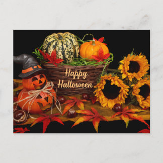 Cartes Pour Fêtes Annuelles Joyeux Citrouilles d'Halloween et tournesols