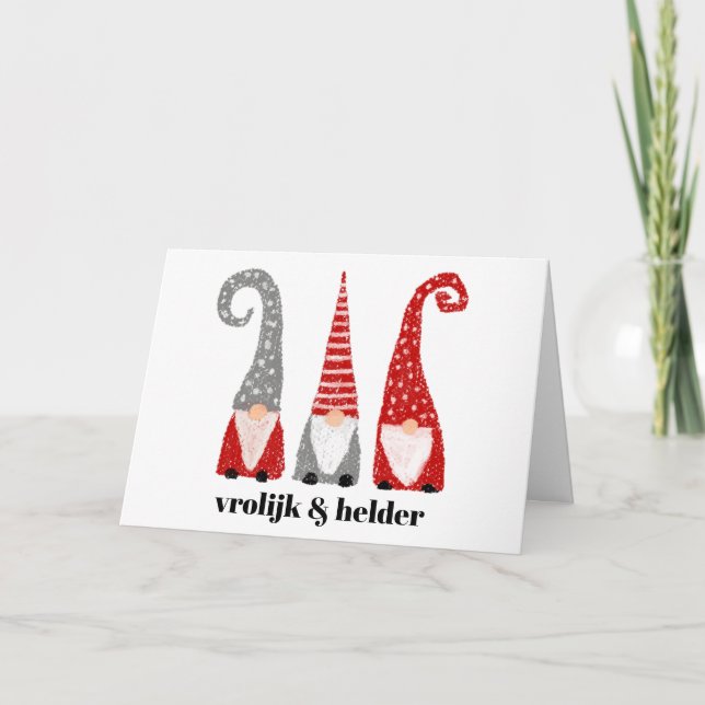 Cartes Pour Fêtes Annuelles Joyeux & Clair Trois lutins de Noël  (Devant)