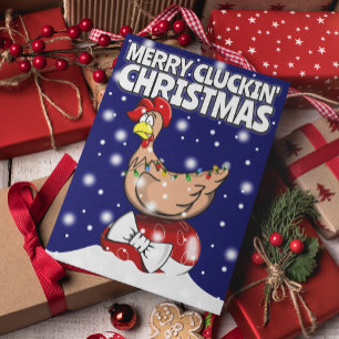 Cartes Pour Fêtes Annuelles Joyeux Cluckin' Noël Drôle Festin poulet