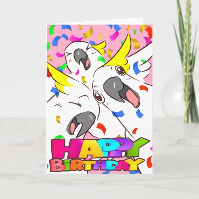 Cartes Pour Fêtes Annuelles Joyeux Cockatoo d'anniversaire (Devant)
