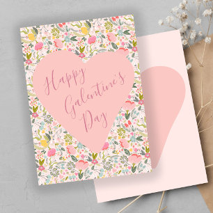 Cartes Pour Fêtes Annuelles Joyeux coeur rose girly de la Saint-Galentin