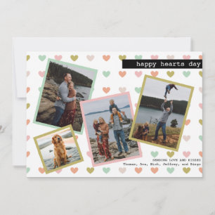 Cartes Pour Fêtes Annuelles Joyeux Coeurs Journée Valentines Famille Photo Col