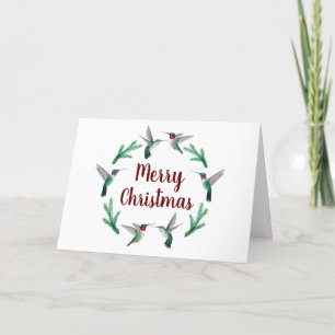 Cartes Pour Fêtes Annuelles Joyeux colibri à gorge rubis de Noël 