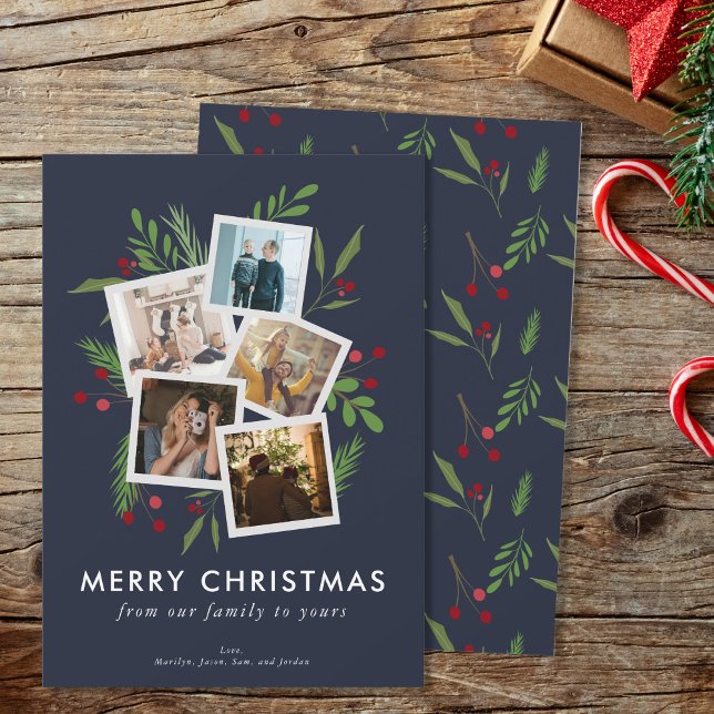Cartes Pour Fêtes Annuelles Joyeux collage de Noël personnalisé Holly moderne (Créateur téléchargé)