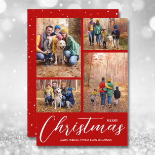 Cartes Pour Fêtes Annuelles Joyeux collage de Noël Rouge multi-photo